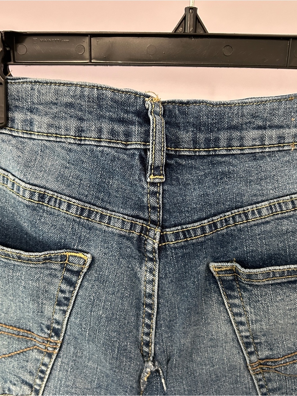 IZOD DIY Medium Wash Feathered Raw Hem Denim Skirt Size Small - “Dannie” - Picture 8 of 14